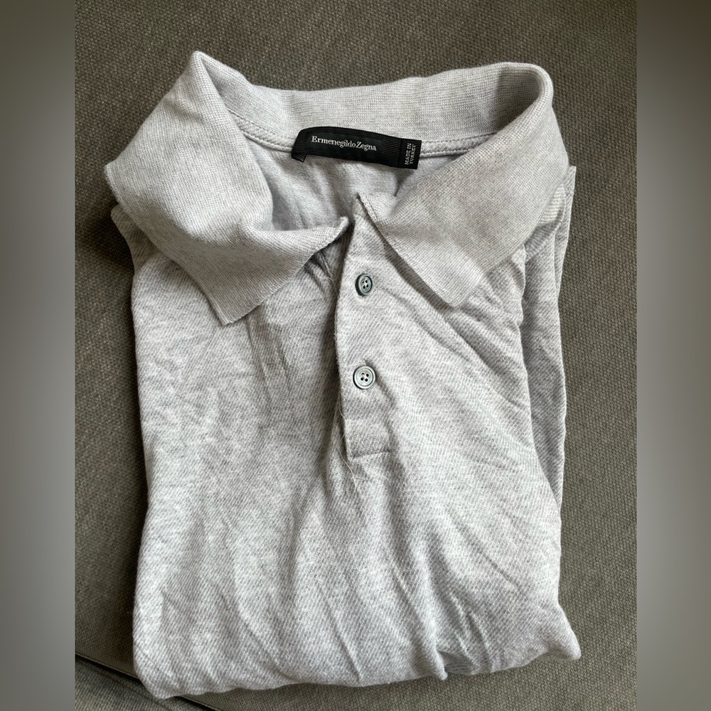 Ermenegildo Zegna Gray Polo Shirt Classic Knit